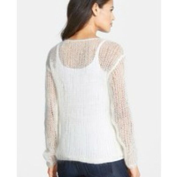 New Eileen Fisher Italian yarn ultra light weight sweater Creamy Ivory Large - Picture 3 of 16